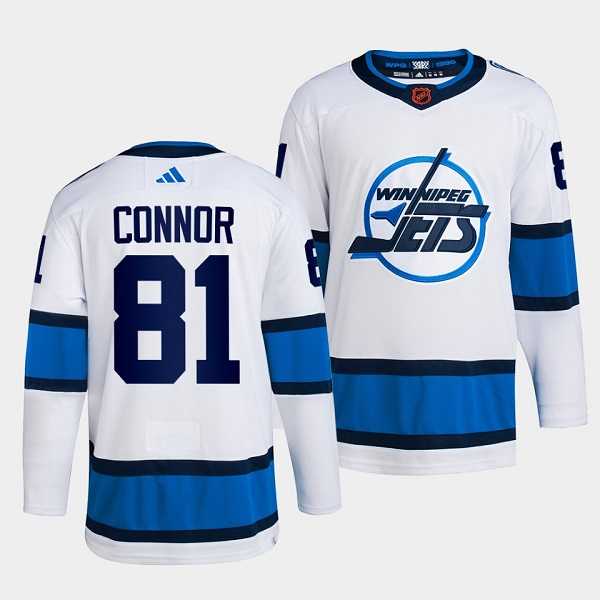 Mens Winnipeg Jets #81 Kyle Connor White 2022 Reverse Retro Stitched Jersey Dzhi